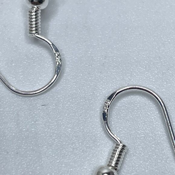 Silver Plated Confetti Dyed Bourque Pearl Beaded Dangle Earrings Boho Unique - Picture 5 of 7